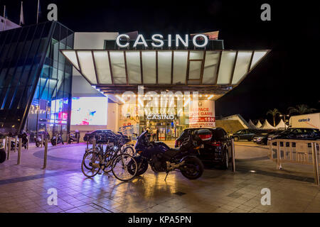 CANNES, Frankreich - 8. September 2015, Nacht. Casino in Palast der Film in Cannes. Stockfoto