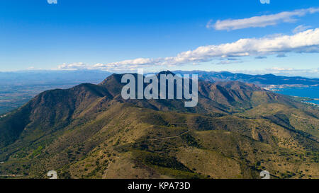 Luftbild von Cap de Creus Naturpark in Cadaques, Spanien Stockfoto