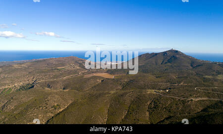 Luftbild von Cap de Creus Naturpark in Cadaques, Spanien Stockfoto