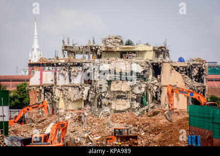 Gebäude zerstören, Baustelle in Yangon, Myanmar, Mai-2017 Stockfoto