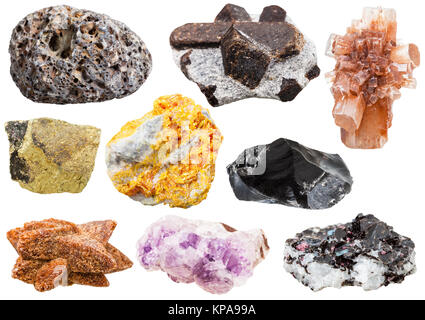 Sammlung von verschiedenen mineralische Kristalle und Steine Stockfoto