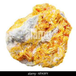 Orpiment Mineral Stein auf Dolomit isoliert Stockfoto