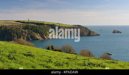 Der Eingang zu den Dart Flussmündung und Dartmouth Hafen mit Blick in Richtung der verkehrten Stelle. Stockfoto