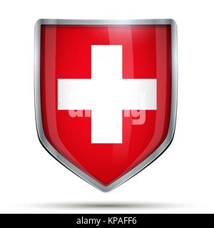 Schild mit Flagge der Schweiz Stock Vektor