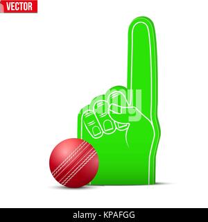 Cricket Sport Schaum Finger und Kugel Stock Vektor