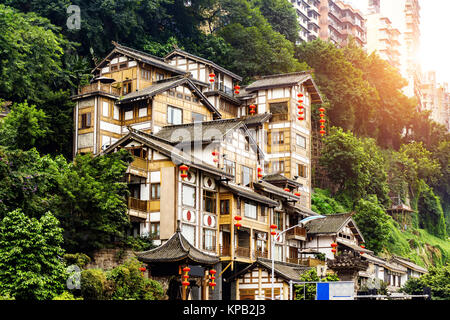 Chongqing, China klassische Architektur: Hongyadong. Stockfoto