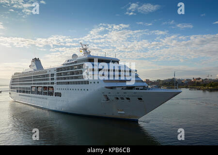 Seven Seas Mariner Kreuzfahrt Schiff in den Hafen von Vancouver, Vancouver, British Columbia, Kanada. Stockfoto