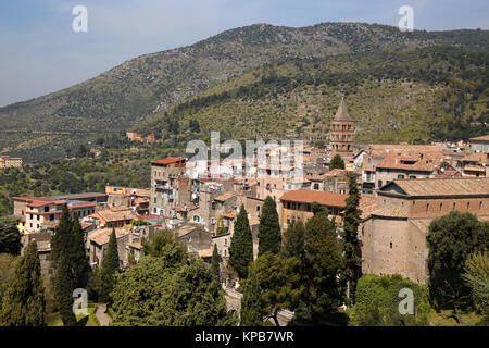 Anzeigen von Tivoli (in der Nähe von Rom) von der Villa d'Este, Italien Stockfoto