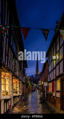 Abends mal in der Church Street, Ledbury, Herefordshire, UK Stockfoto