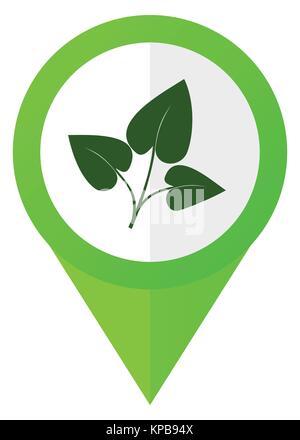 Blatt grüne, flache Design Zeiger vektor Symbol auf weißem Hintergrund Stock Vektor
