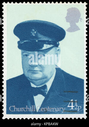 Vereinigtes Königreich - ca. 1974: Britische verwendet Briefmarke, Sir Winston Churchill, ca. 1974 Stockfoto