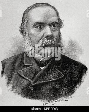 Jose Ferrer Vidal (1817-1893). Katalanischen Industriellen, Ökonom und Politiker. Porträt. Gravur. Stockfoto