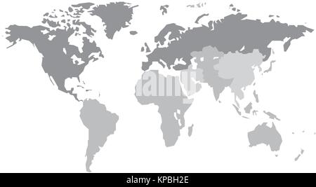 Welt Vektor Karte, Karte der Welt in Vector Illustration Format, mit den Kontinenten der Welt. Stock Vektor