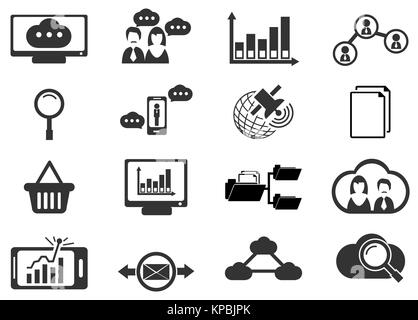 Daten-analytische und soziale Netzwerk-Symbole Stockfoto