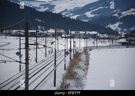 Salzburg - Tirol Eisenbahn brixental Kirchberg in Tirol Stockfoto