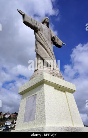 Jesus Statue Cristo Rei auf der Ponta do Garajau Stockfoto