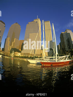 1993 historische Twin Towers (© MINORU YAMASAKI 1973) DOWNTOWN SKYLINE NEW YORK CITY USA Stockfoto