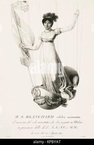 Sophie Blanchard, alias Madame Blanchard, 1778 - 1819. Französische Luftschiffer und die Frau des Ballooning Pionier Jean-Pierre Blanchard. Blanchard war die erste Frau, die als professionelle Ballonfahrer und die erste Frau, die in einem Flugzeugunglück, getötet zu werden. Stockfoto