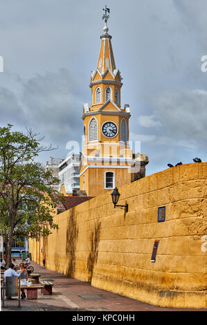 Uhrturm Torre del Reloj, Cartagena de Indias, Kolumbien, Südamerika Stockfoto