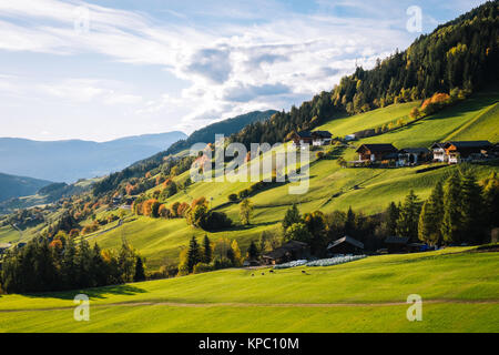 Alpine Landschaft in Santa Magdalena, Italien Stockfoto