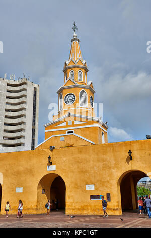 Uhrturm Torre del Reloj, Cartagena de Indias, Kolumbien, Südamerika Stockfoto