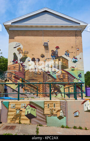 Urban Wandbild auf einer Wand in Mulgrave Park, Halifax, Nova Scotia, Kanada Stockfoto