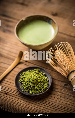 Fein pulverisierten Matcha Grüntee Stockfoto