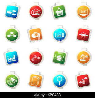 Daten-analytische und soziale Netzwerk-Symbole Stockfoto