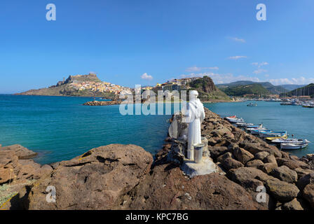 Sailor Schutzpatron Abbildung am Hafen nach Castelsardo, Sardinien, Italien, Mittelmeer, Europa Stockfoto