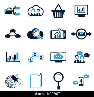 Daten-analytische und soziale Netzwerk-Symbole Stockfoto