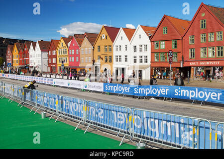 Während der 2017 UCI Road World Championships in Bergen, Norwegen Bryggen. Stockfoto