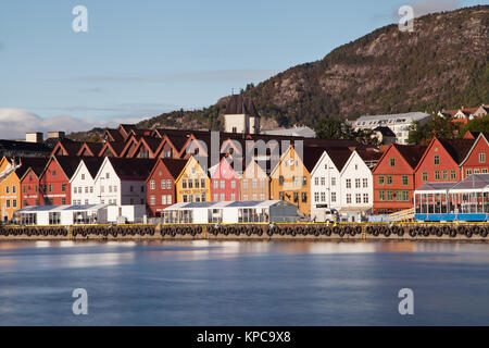 Dem historischen Viertel von Bryggen in Bergen, Norwegen. Stockfoto