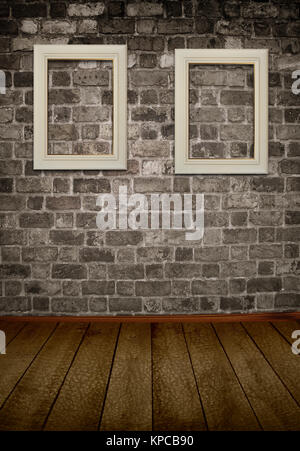 Zwei weiße Holzrahmen für die Gestaltung der Foto. Stockfoto