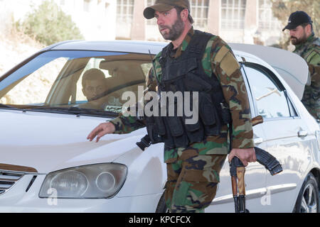 Straße Checkpoint in Damaskus, Syrien Stockfoto