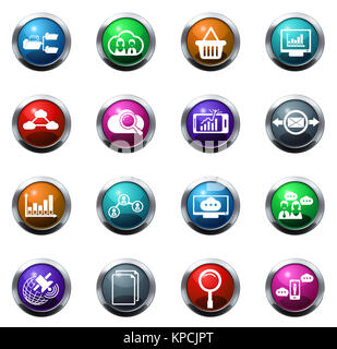 Daten-analytische und soziale Netzwerk-Symbole Stockfoto