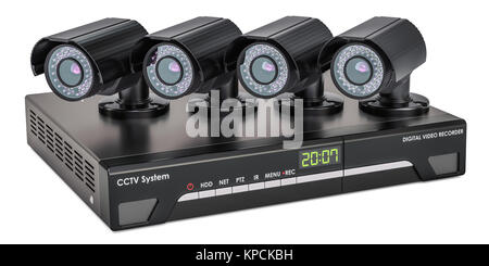 System Digital Video Recorder, CCTV. 3D-Rendering auf weißem Hintergrund Stockfoto