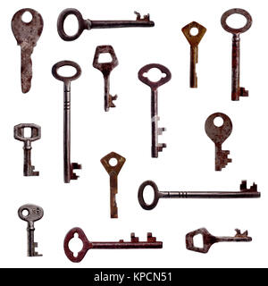 Nahtlose Muster mit antiken Schlüsseln Stockfoto