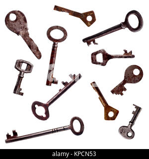 Nahtlose Muster mit antiken Schlüsseln Stockfoto