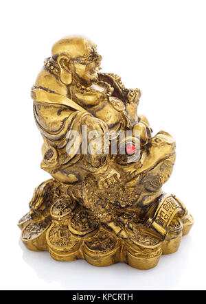 Figur fröhlich Hotei auf weißem Stockfoto