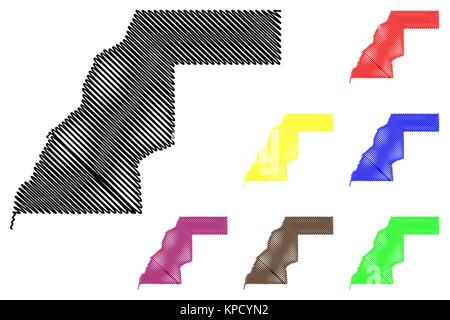 Westsahara karte Vektor-illustration, kritzeln Skizze Arabische saharauische Demokratische Republik Stock Vektor