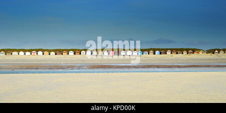 Holzhütten am West Wittering, UK. November 2016. Stockfoto