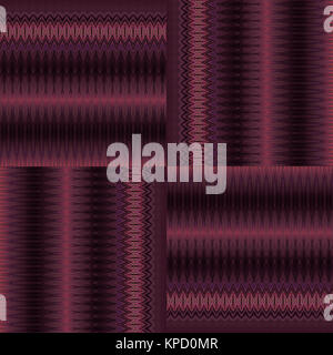 Abstrakte geometrische nahtlose Hintergrund. Glänzend Zickzack und Streifen Muster in verschoben Quadrate in dunklem Rot Braun, violett und lila Farbtönen. Stockfoto