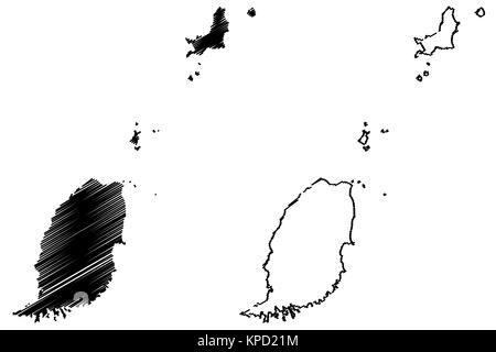 Grenada karte Vektor-illustration, kritzeln Skizze Grenada Inseln Stock Vektor