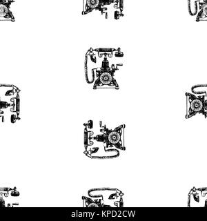 Nahtlose Muster von Hand gezeichnete Skizze style vintage Telefone. Vector Illustration auf weißem Hintergrund. Stock Vektor