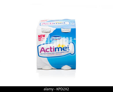 Actimel ist ein "probiotische" Joghurt - drink produziert durch die Französisch Stockfoto