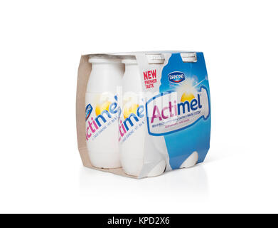 Actimel ist ein "probiotische" Joghurt - drink produziert durch die Französisch Stockfoto