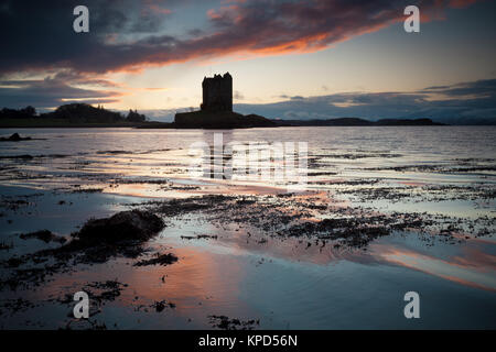 Castle Stalker, Argyll, Schottland am Abend im Winter Stockfoto