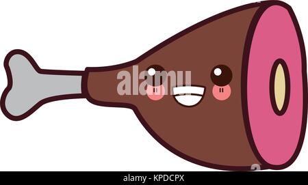 Schweinefleisch Schinken essen Symbol kawaii cute cartoon Vector Illustration Stock Vektor