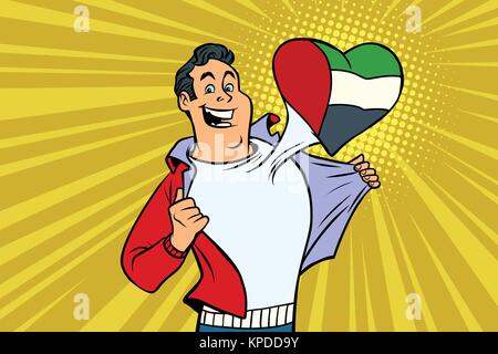 UAE Patriot männlich Sport Fan Flag Herz Stock Vektor