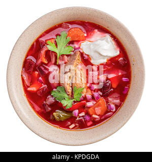 Borscht isoliert oben Stockfoto